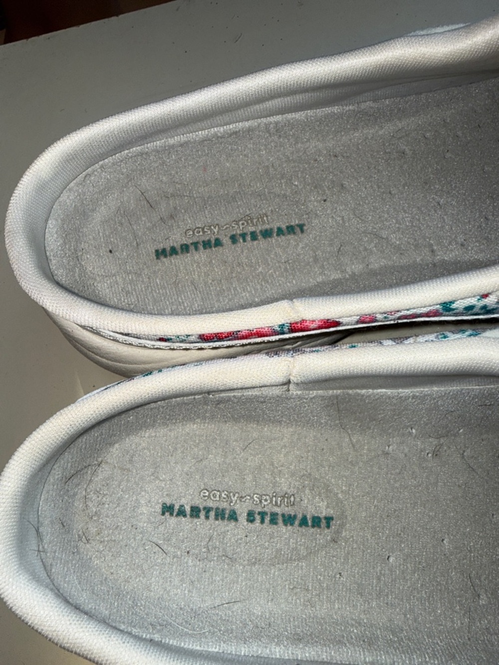 Martha Stewart White Canvas Slip-Ons with Pink and Teal Floral Accents - Picture 3 of 9